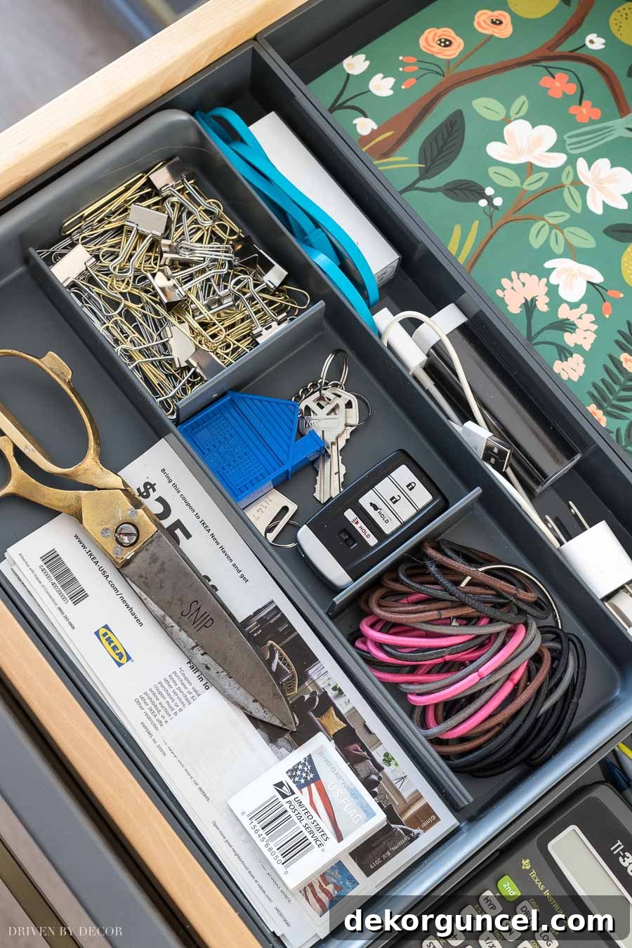 The perfect divided organizer tray for a command center drawer!