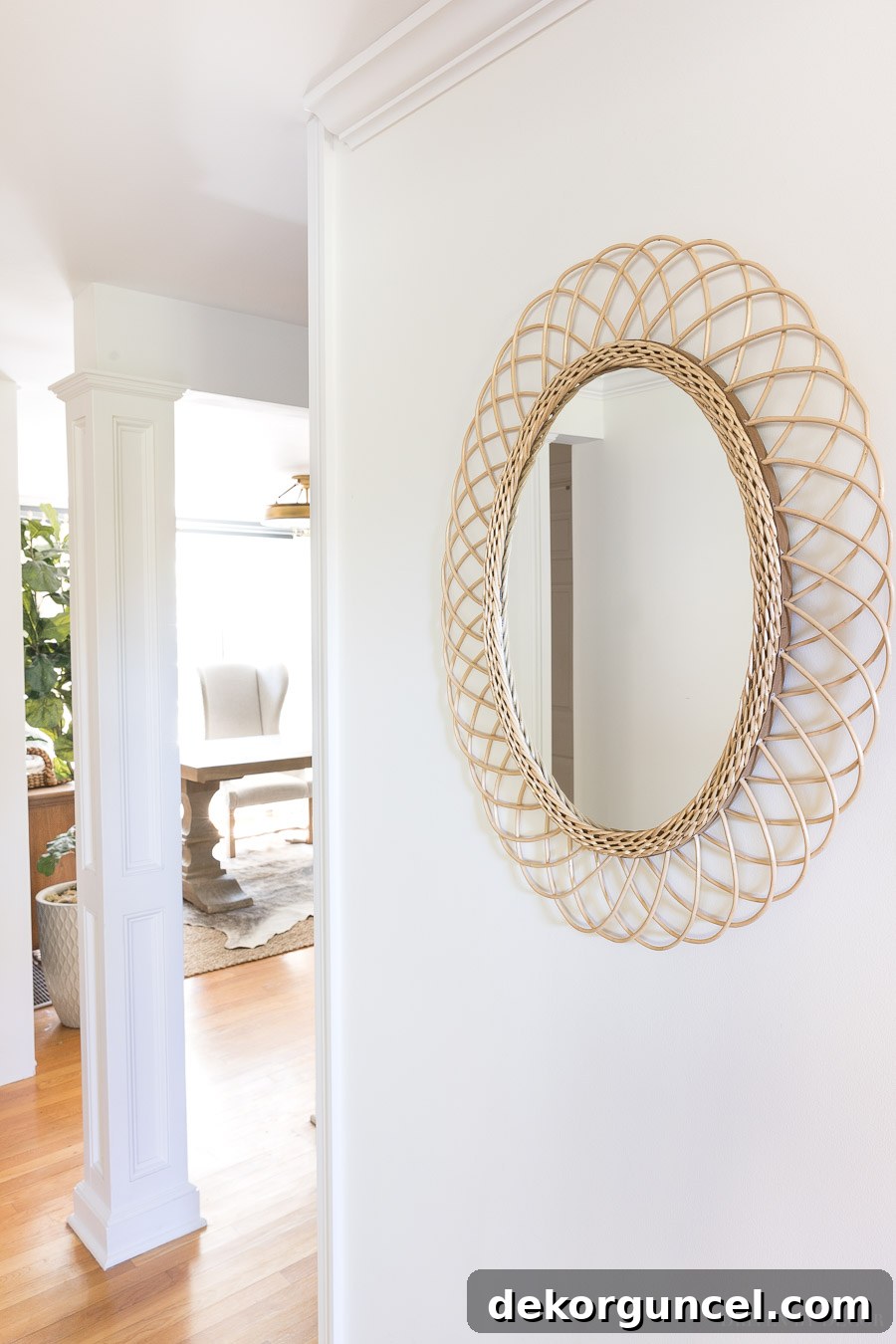 This beautiful oval rattan mirror from Drew Barrymore's Flower Home collection is a stunning and affordably priced statement piece.