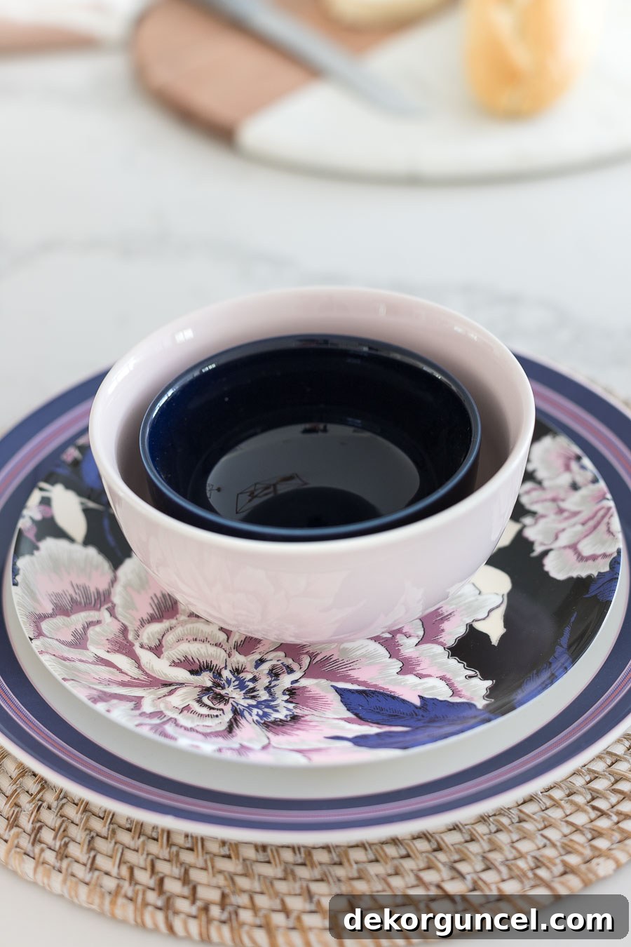 This gorgeous dinnerware from Drew Barrymore's Flower Home collection offers a beautiful blend of patterns and solids for an eclectic table.
