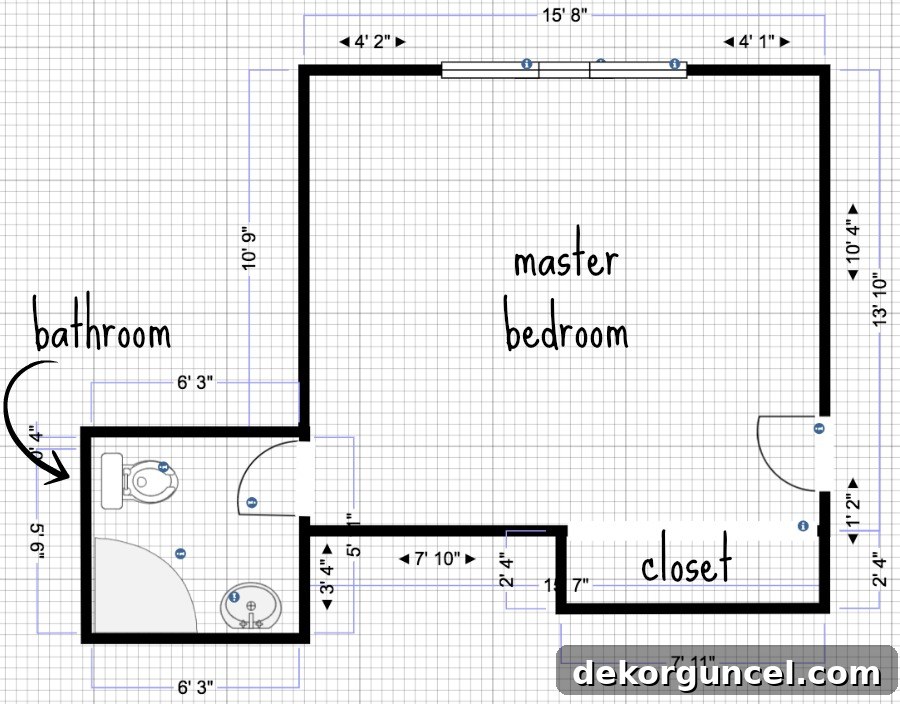 Our current bedroom and bathroom layout