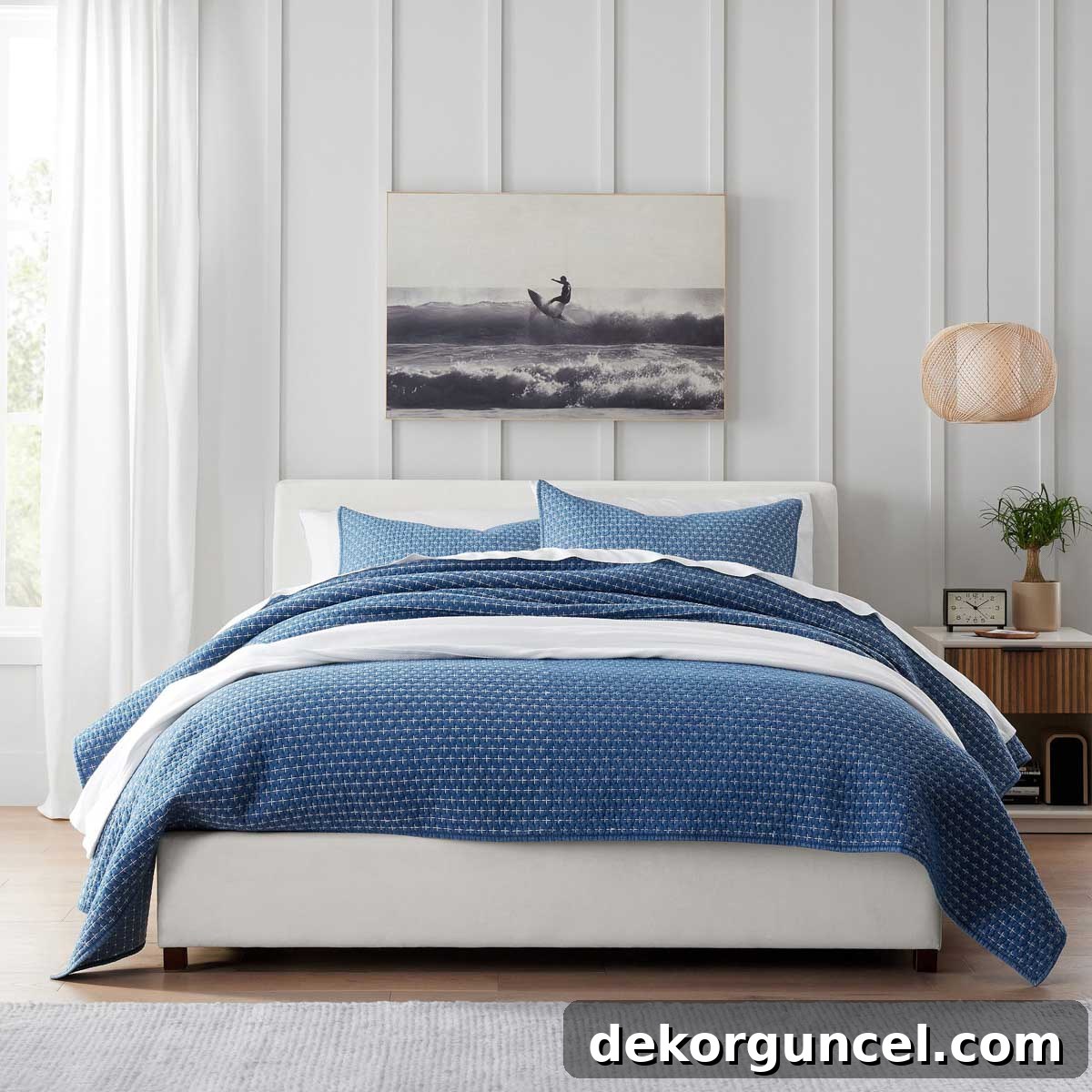 Tilly Upholstered Bed Deep Dive 5 Front view of low upholstered bed