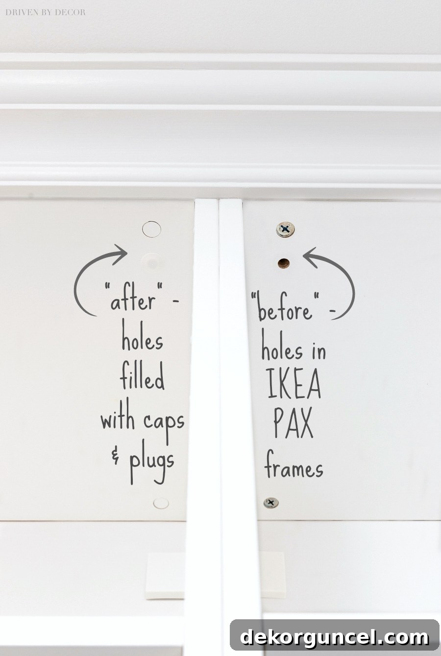 IKEA PAX Mudroom Transformation 12 The exact plugs and covers to use to fill holes in IKEA PAX wardrobe frames!