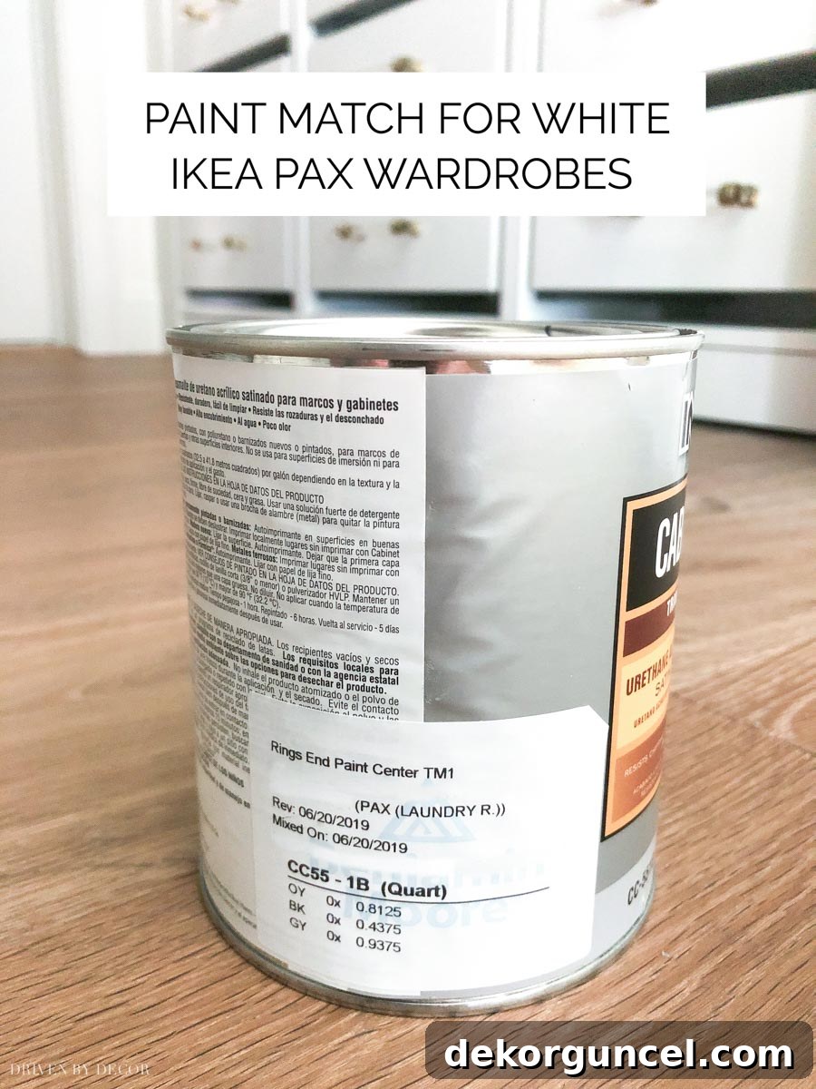 IKEA PAX Mudroom Transformation 13 A great paint color match to white IKEA PAX wardrobes!