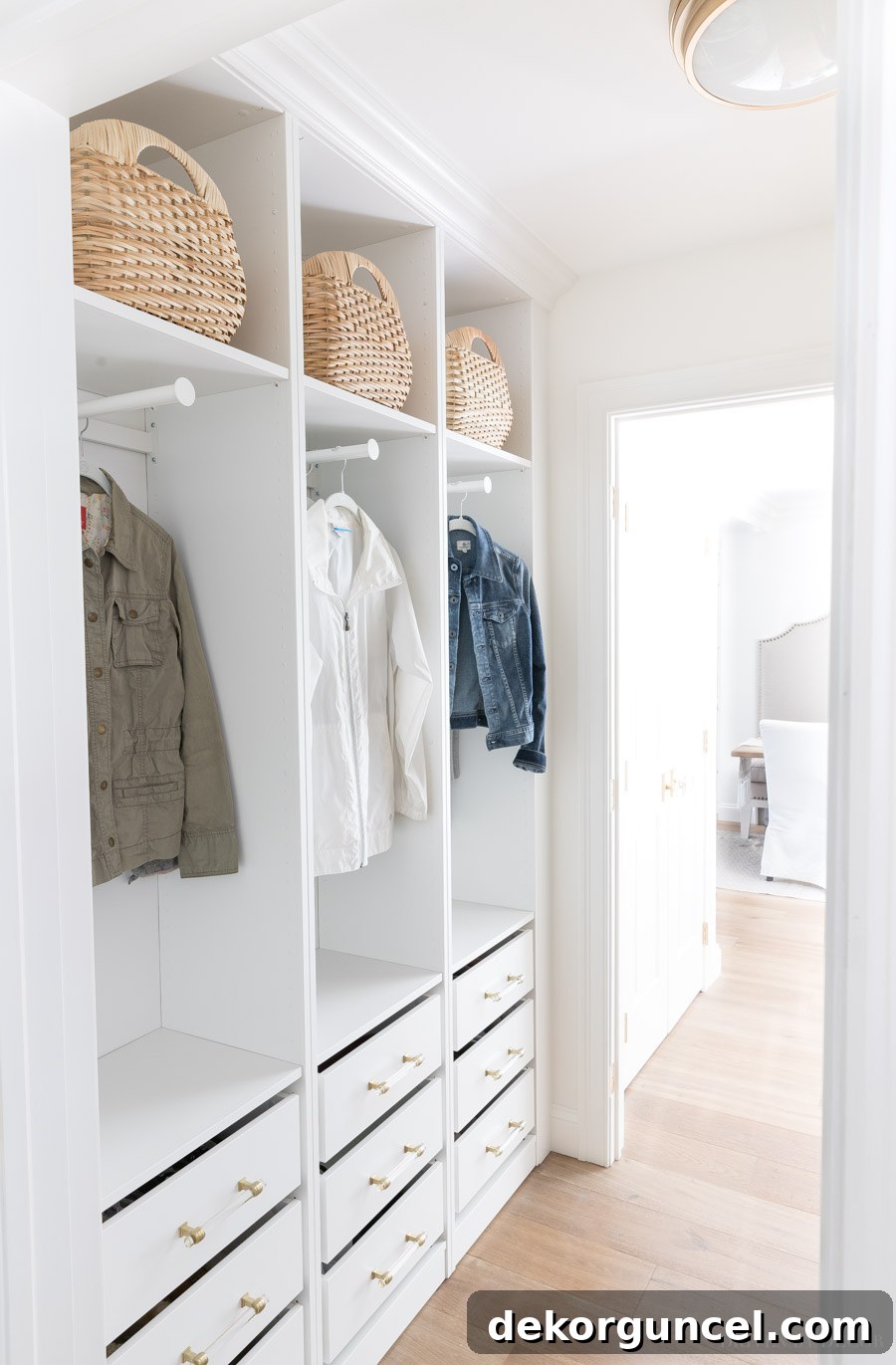 IKEA PAX Mudroom Transformation 3 LOVE the built-in look of this open coat closet and drawers with shoe storage - made with IKEA PAX wardrobes!