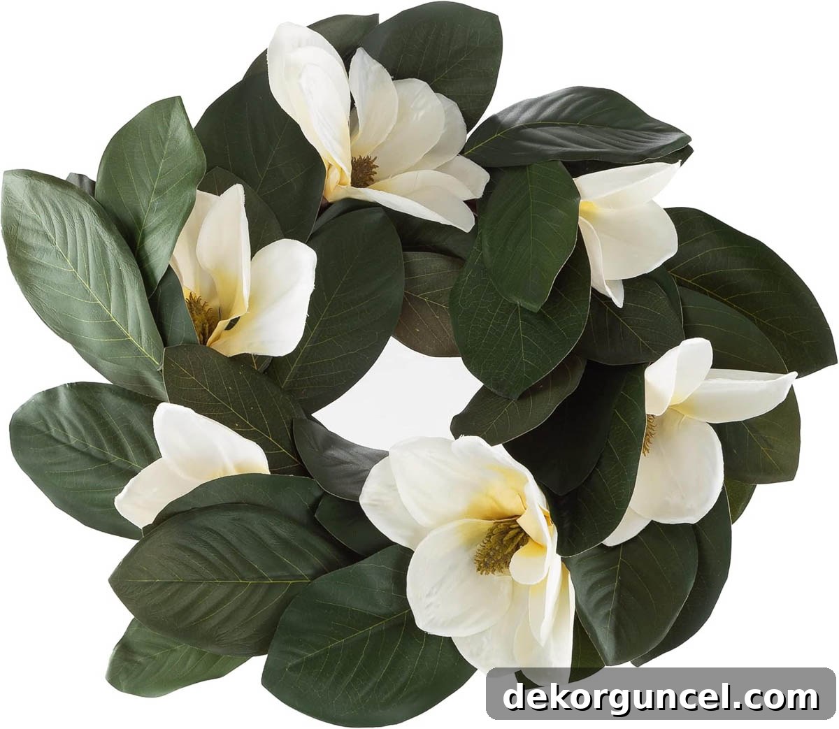 A beautiful and budget-friendly magnolia wreath featuring large, open flowers for a simple yet elegant fall display.