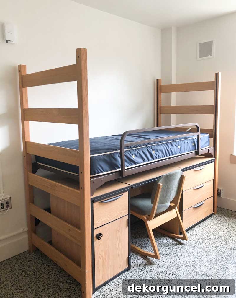College dorm room before the big makeover - a blank canvas waiting for design!