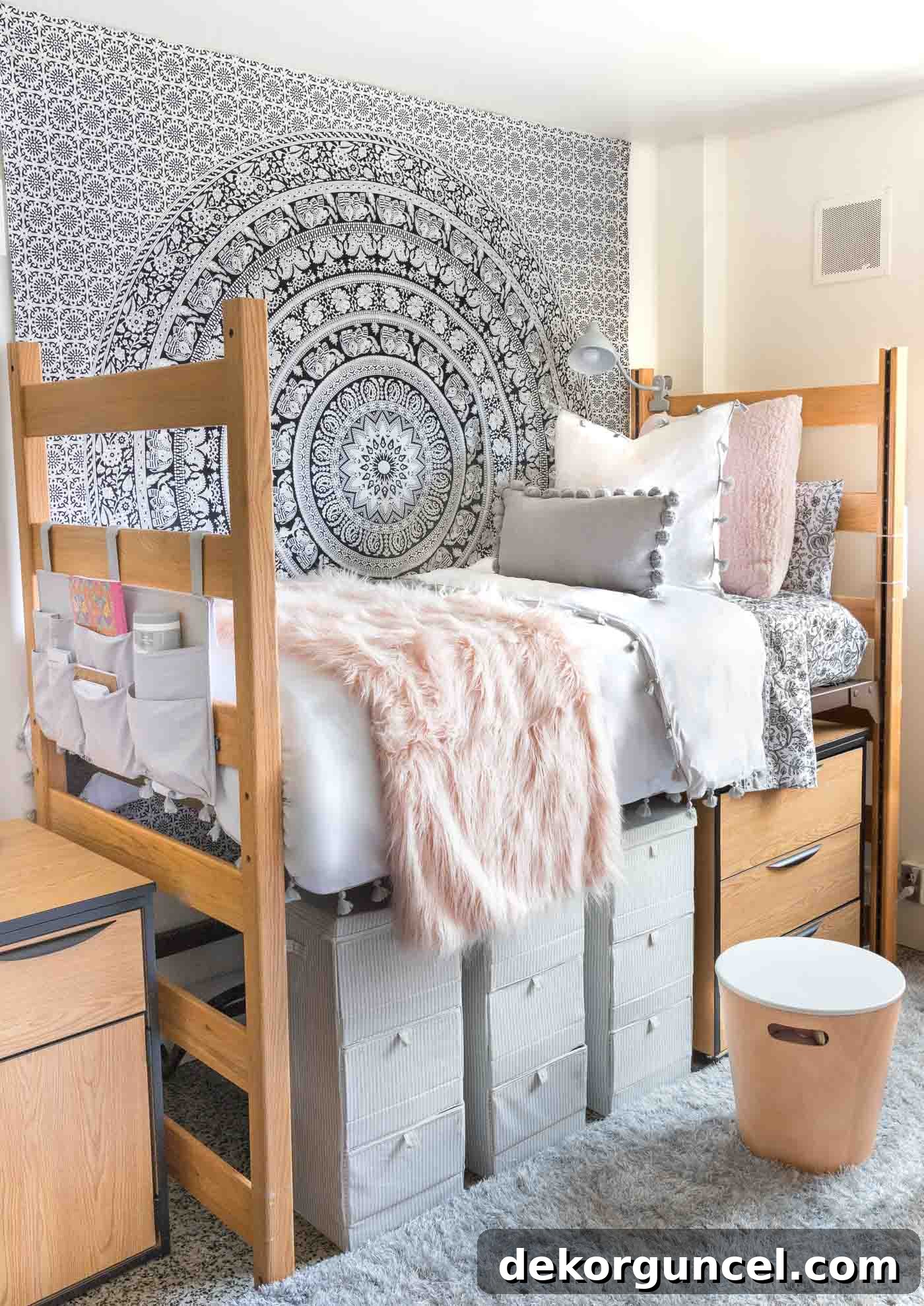 Gorgeous girls dorm room after makeover, showcasing stylish decor ideas!