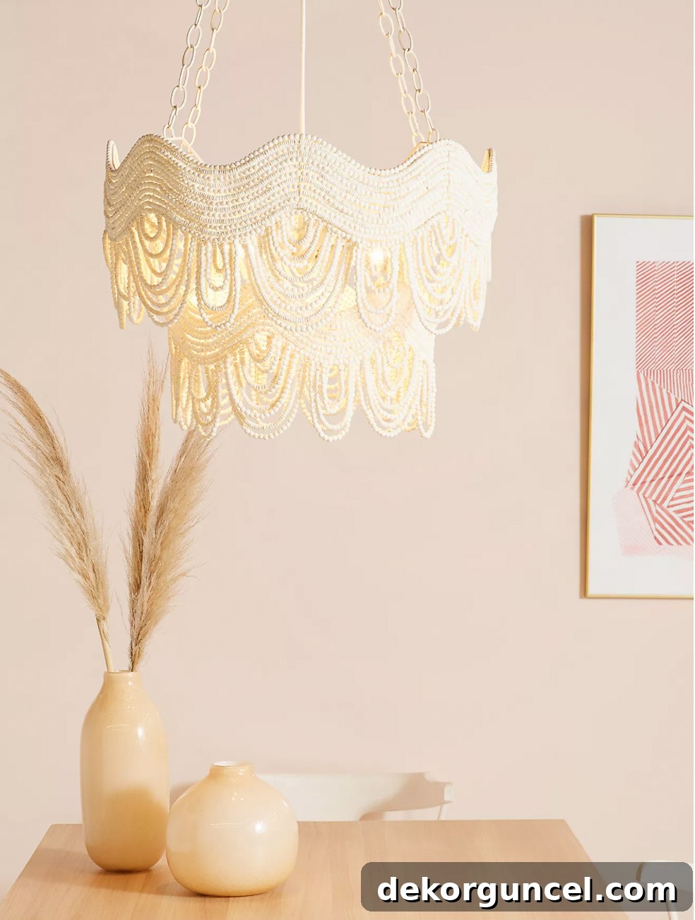 10 Stunning Wood Bead Chandeliers 10 A modern take on the wood bead chandelier