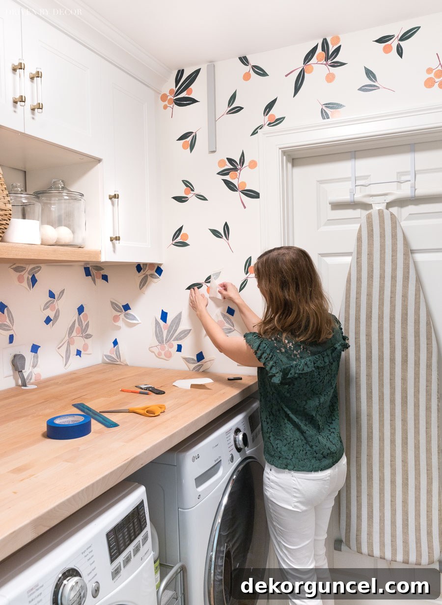 A seamless display of freshly applied tangerine vinyl wall decals, showcasing the successful outcome of the step-by-step application process.