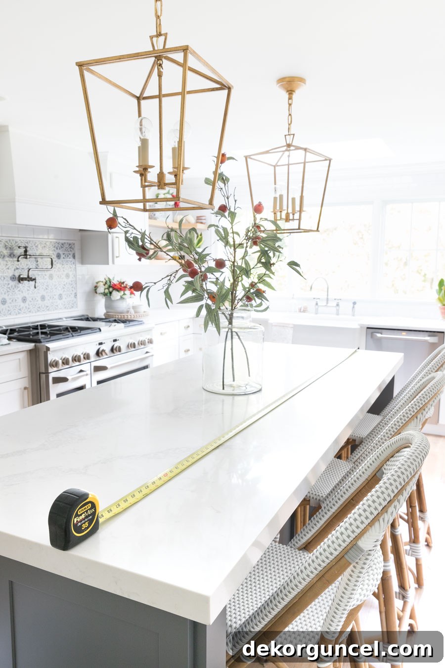 Optimal Pendant Light Height and Spacing for Kitchen Islands 3 Such a great tip for figuring out spacing of lights over a kitchen island!