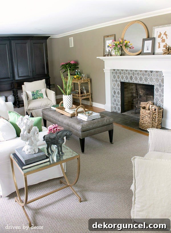The Ultimate IKEA EKTORP Sofa Upgrade 12 Living room in neutrals with a few pops of color for spring