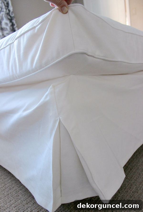 The Ultimate IKEA EKTORP Sofa Upgrade 3 EKTORP chaise cushion with attached skirt