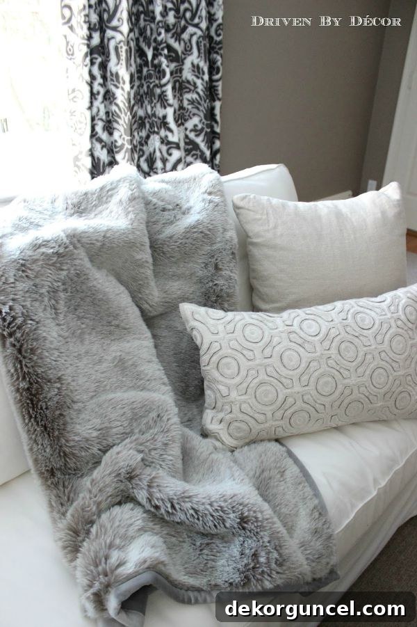 The Ultimate IKEA EKTORP Sofa Upgrade 8 Fur blanket and pillows