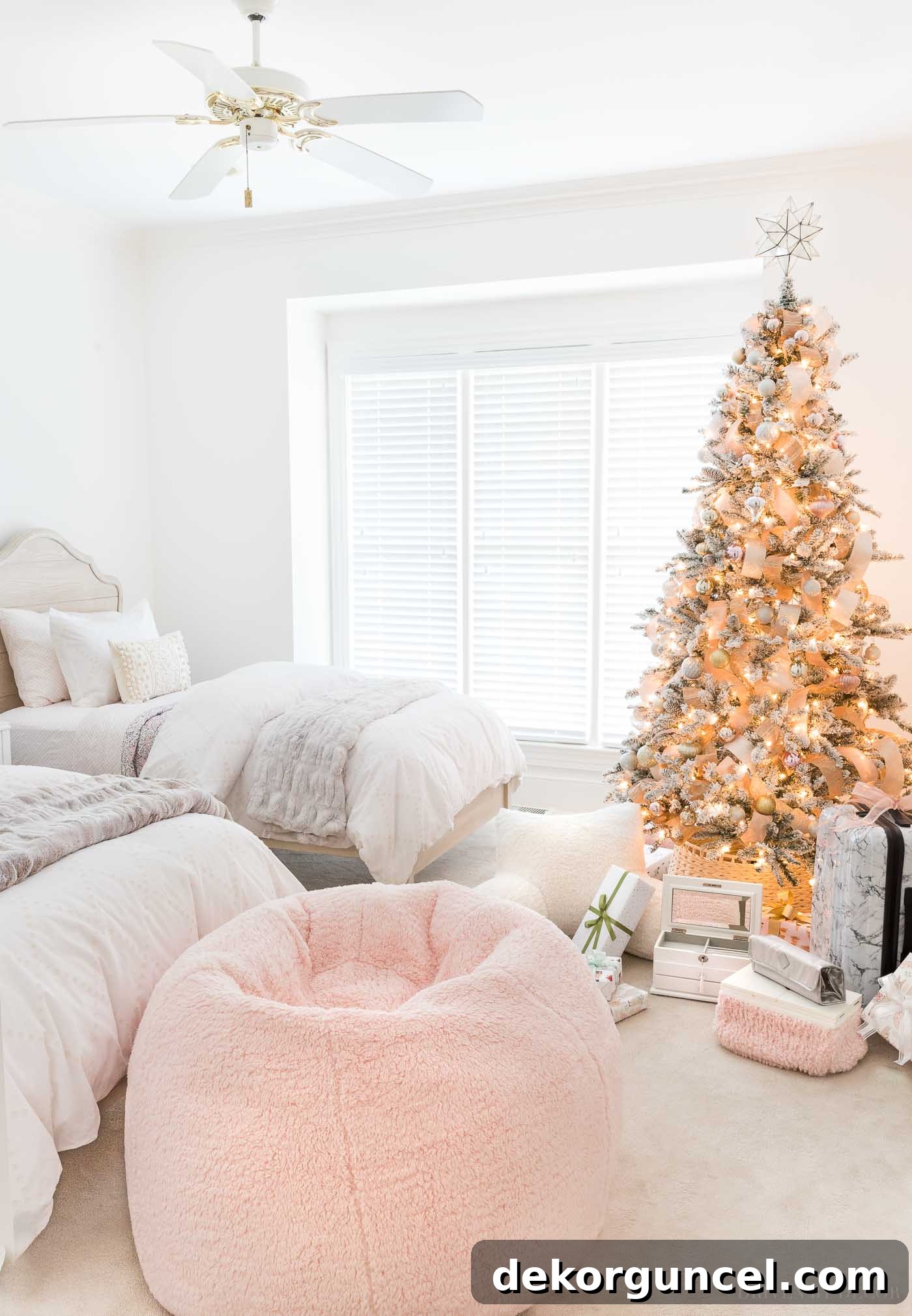 Super big and cozy Sherpa beanbag chair, a fantastic Christmas gift idea for teen girls to create a comfortable lounge area in their room.