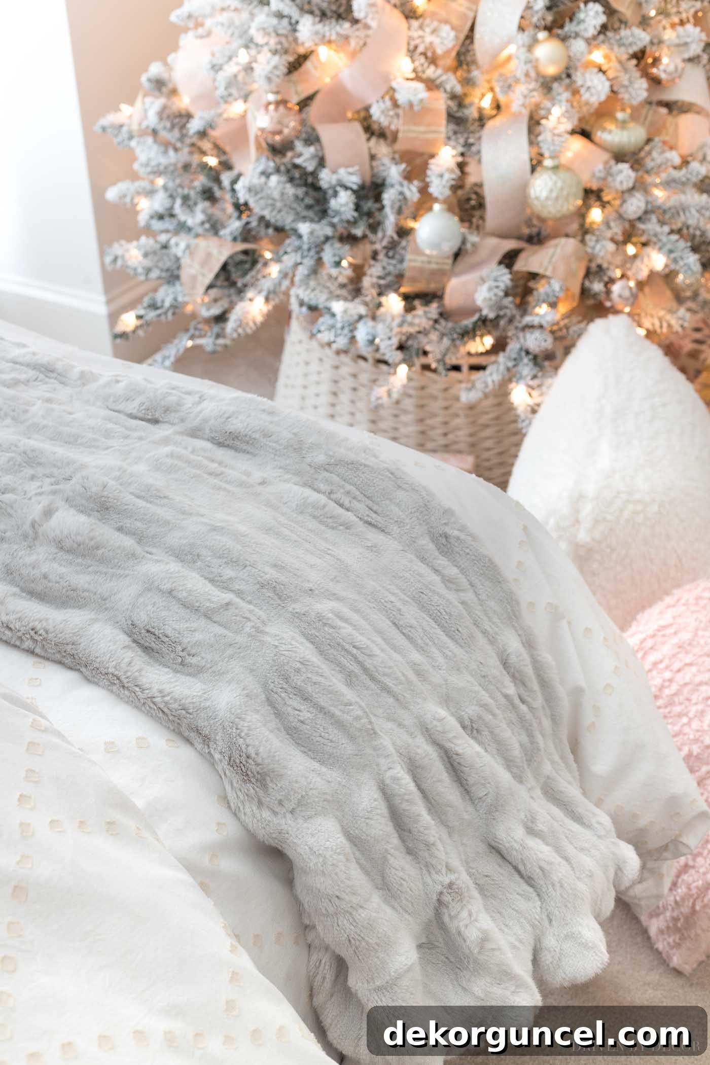 Super soft faux fur throw, a perfect Christmas gift idea for teen girls looking for cozy room decor and comfort items.