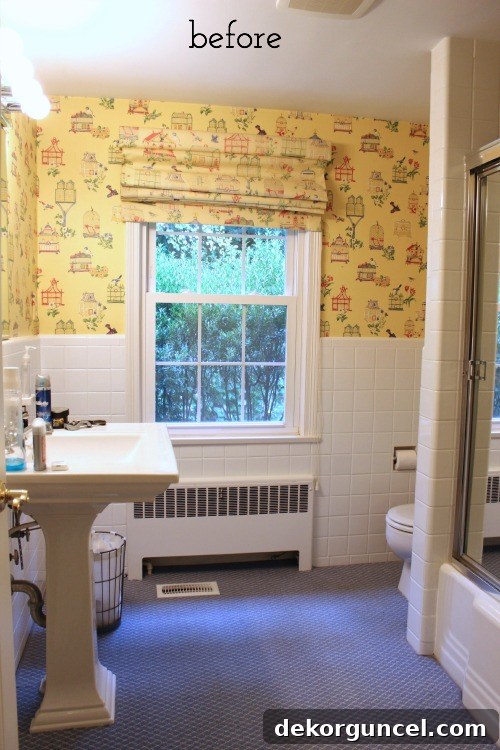 Affordable Bathroom Renovation Ideas 19 Comprehensive before image of the entire bathroom before its dramatic makeover