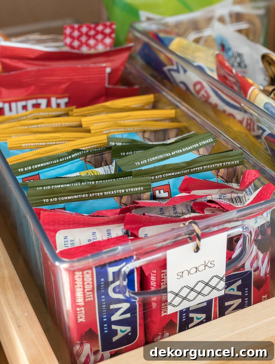 Clear pantry bins perfect for categorizing and organizing food items for easy access