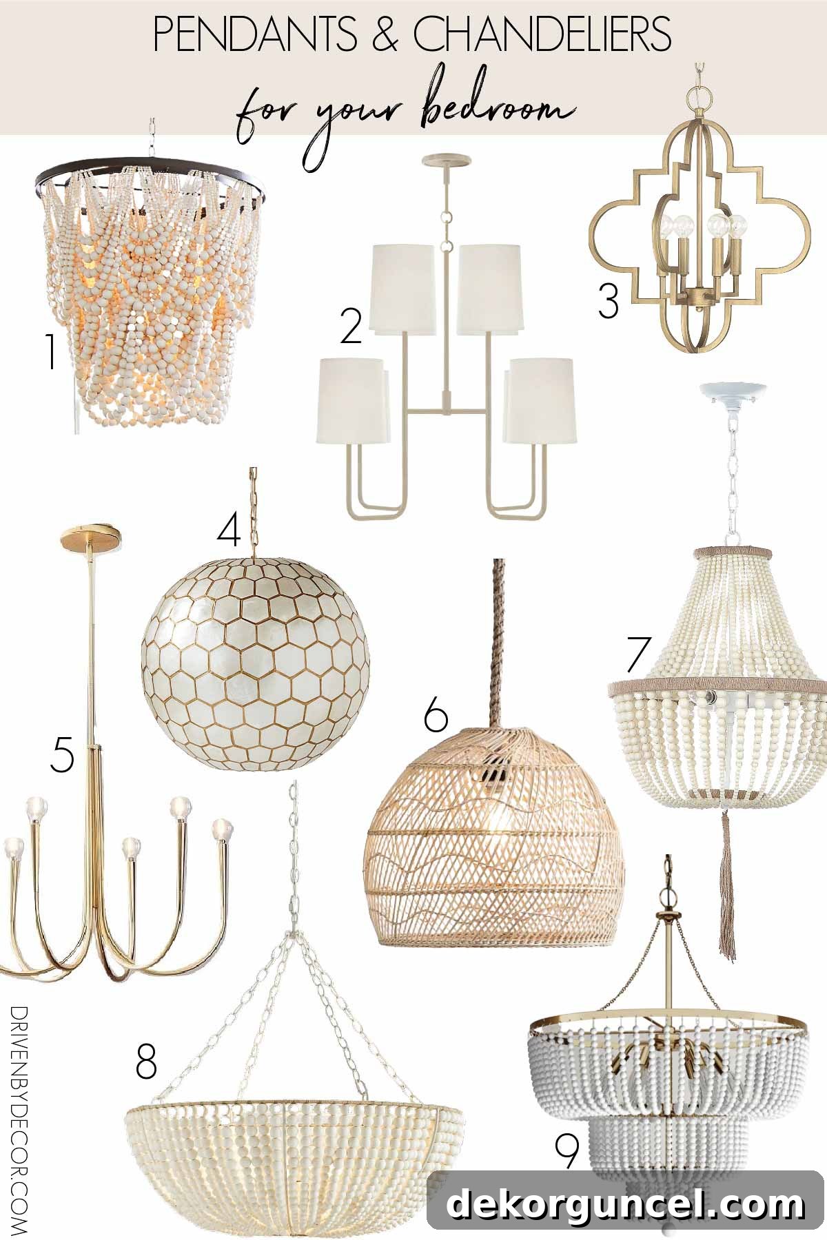 Chandeliers and pendants as bedroom light fixtures