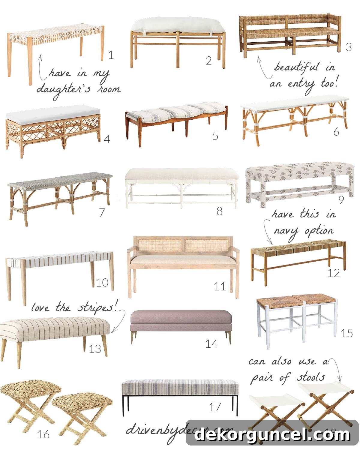 Stylish end of bed benches!