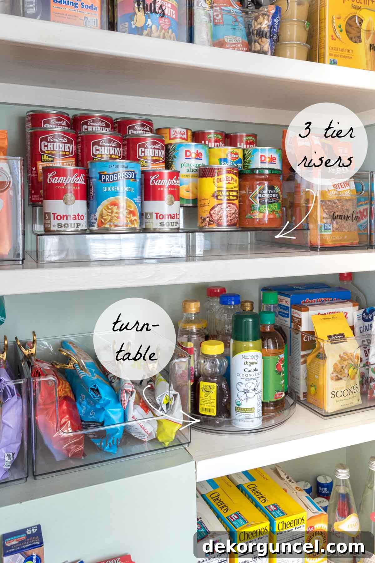 20 Genius Home Organization Hacks for a Clutter-Free Home 10 Organized pantry with tiered risers and turntable for clear visibility