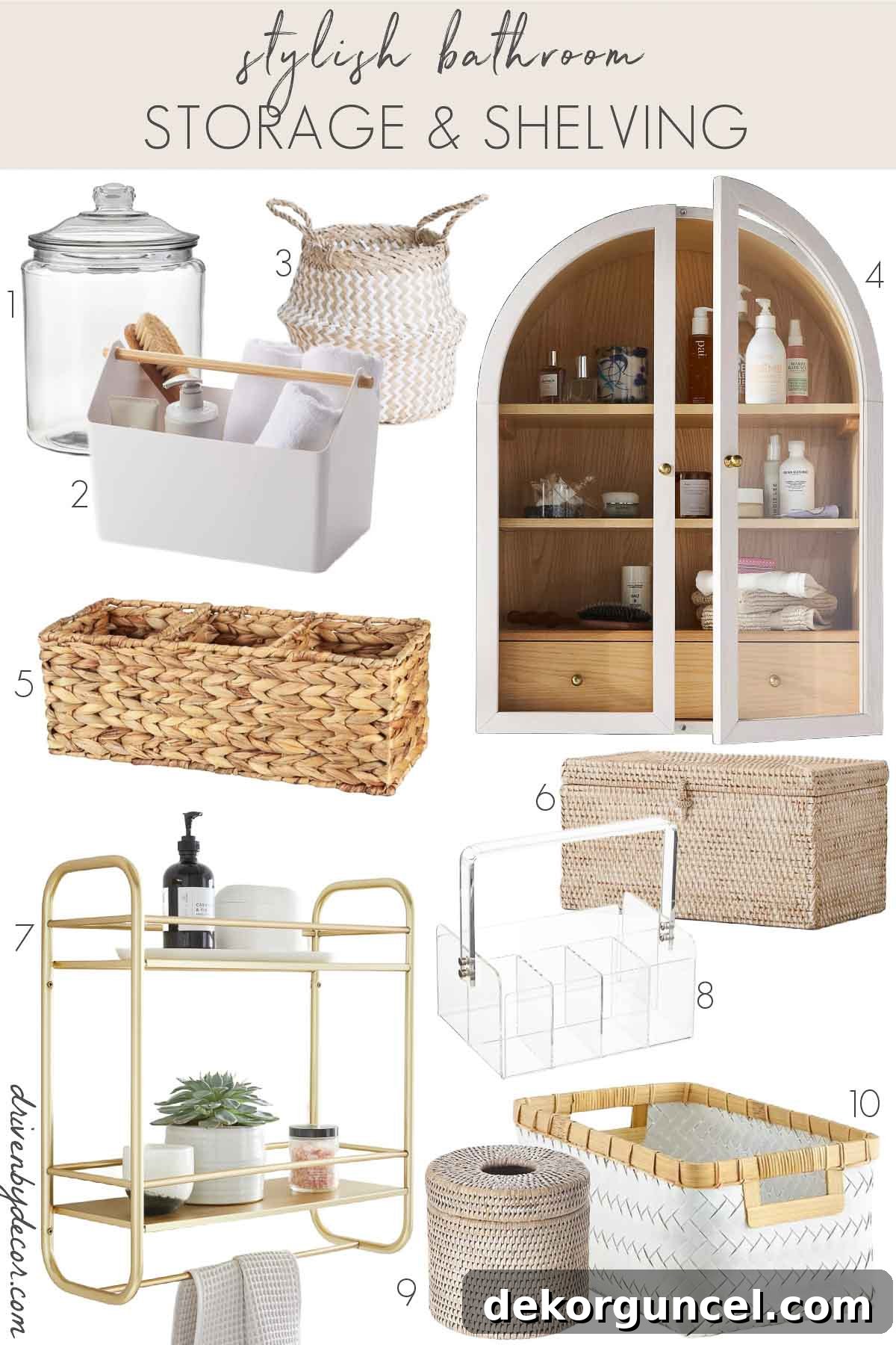 Effortless Bathroom Style for an Instant Update 14 A collection of favorite bathroom decor storage and shelving finds