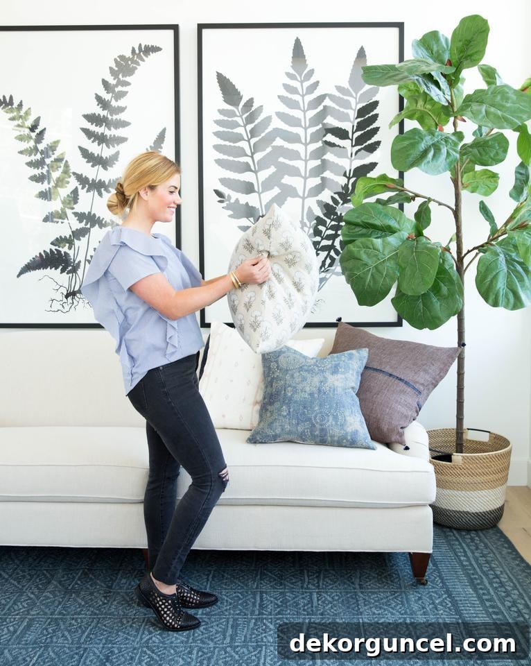 Gorgeous large-scale framed botanical art, a perfect elegant solution for living room wall decor.