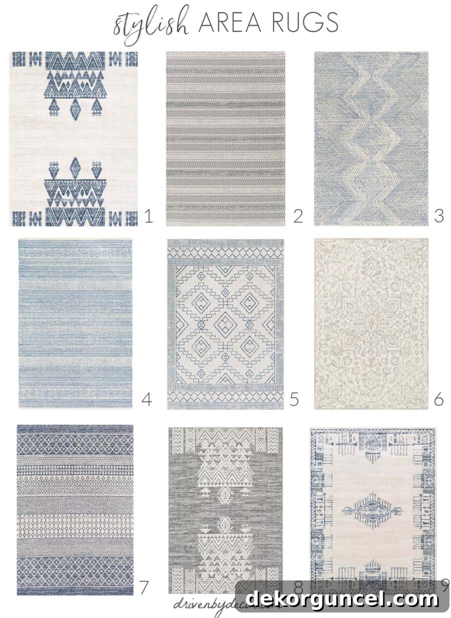 Collection of stylish area rugs for interior design inspiration