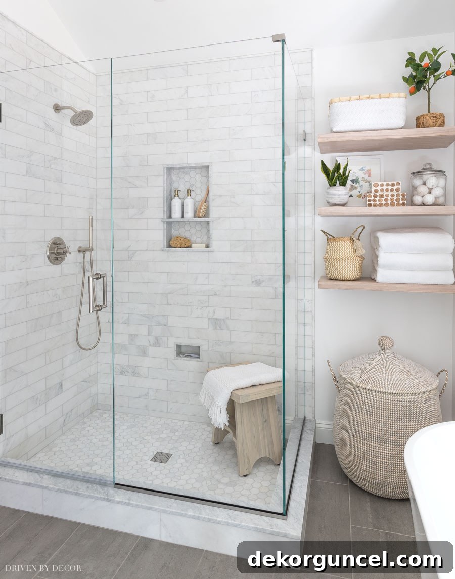 Glass Shower Enclosures What To Pay And What To Skip 2 Our elegant frameless glass shower enclosure, a focal point of our modern bathroom design.