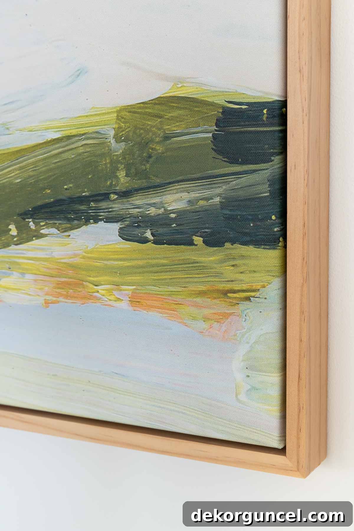 Stretched canvas print in floating wood frame