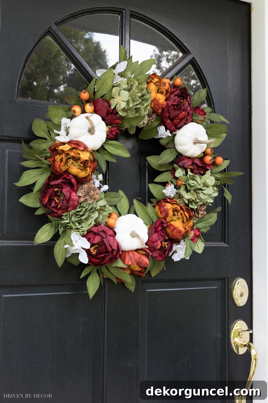 Love my new fall wreath! I'm sharing sources for it and my other favorite fall wreaths in this post!