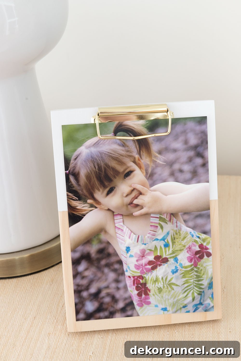 This wood clipboard with stand is the cutest for displaying a photo!