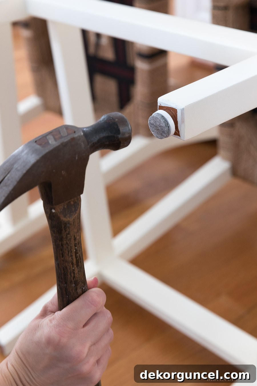Chair Leg Pads Keep Floors Scratch Free 5 These felt pads for chair legs nail in to keep them in place!
