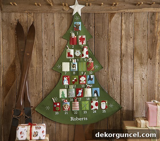Classic Christmas tree advent calendar with pockets for treats or notes from Pottery Barn Kids
