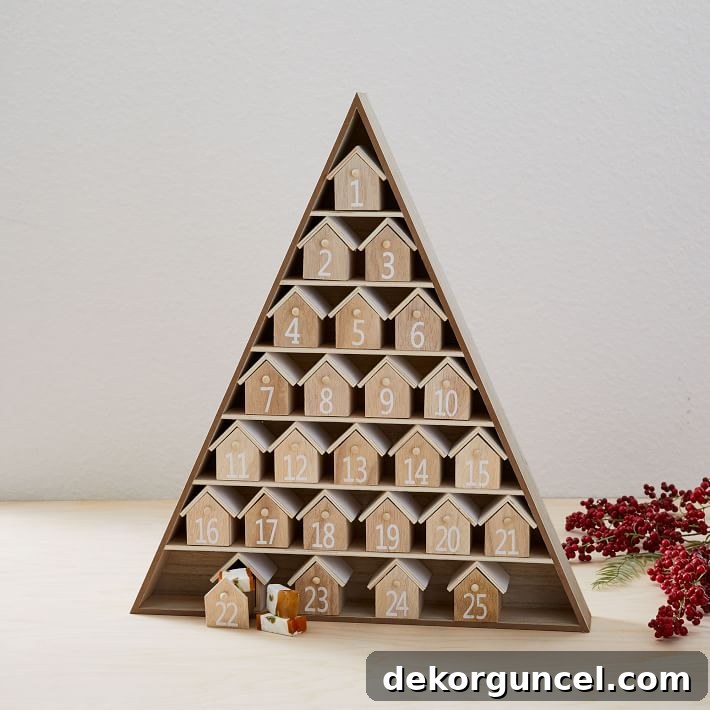 Darling wooden house advent calendar with drawers for daily treats and surprises