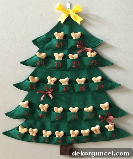 Super cute dog advent calendar with pockets for a daily bone or treat