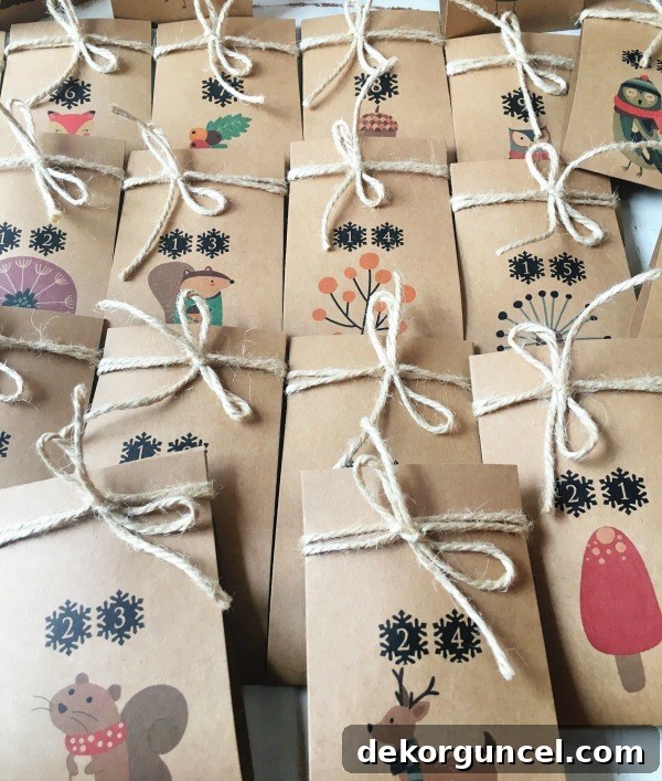 Christmas advent calendar with daily packets promoting acts of kindness and good deeds
