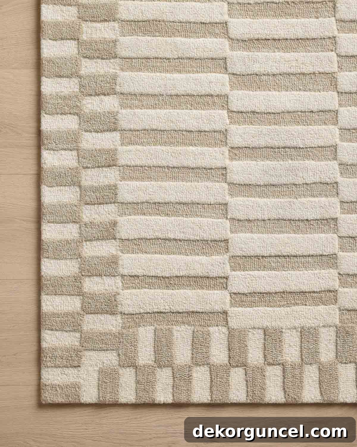 Sophisticated neutral geometric rug for modern interiors