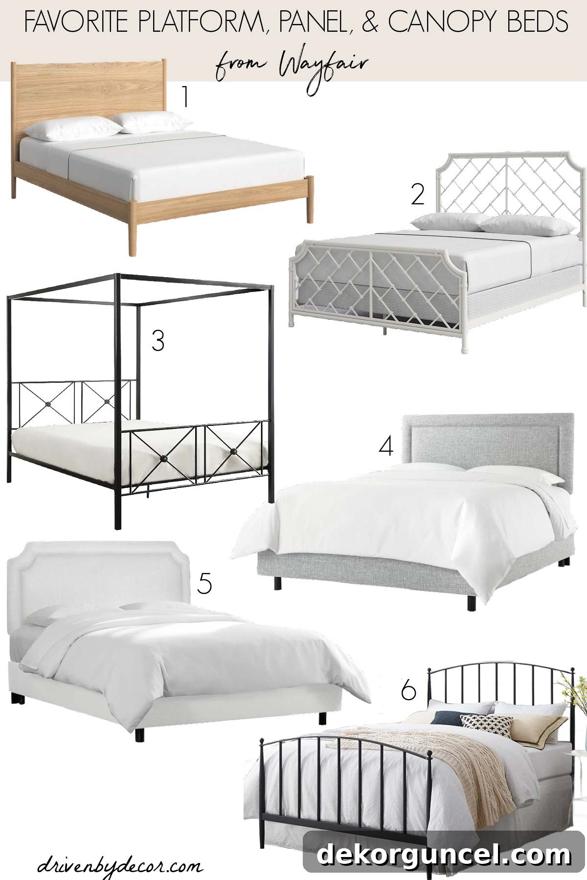Curated selection of favorite Wayfair beds for modern bedrooms