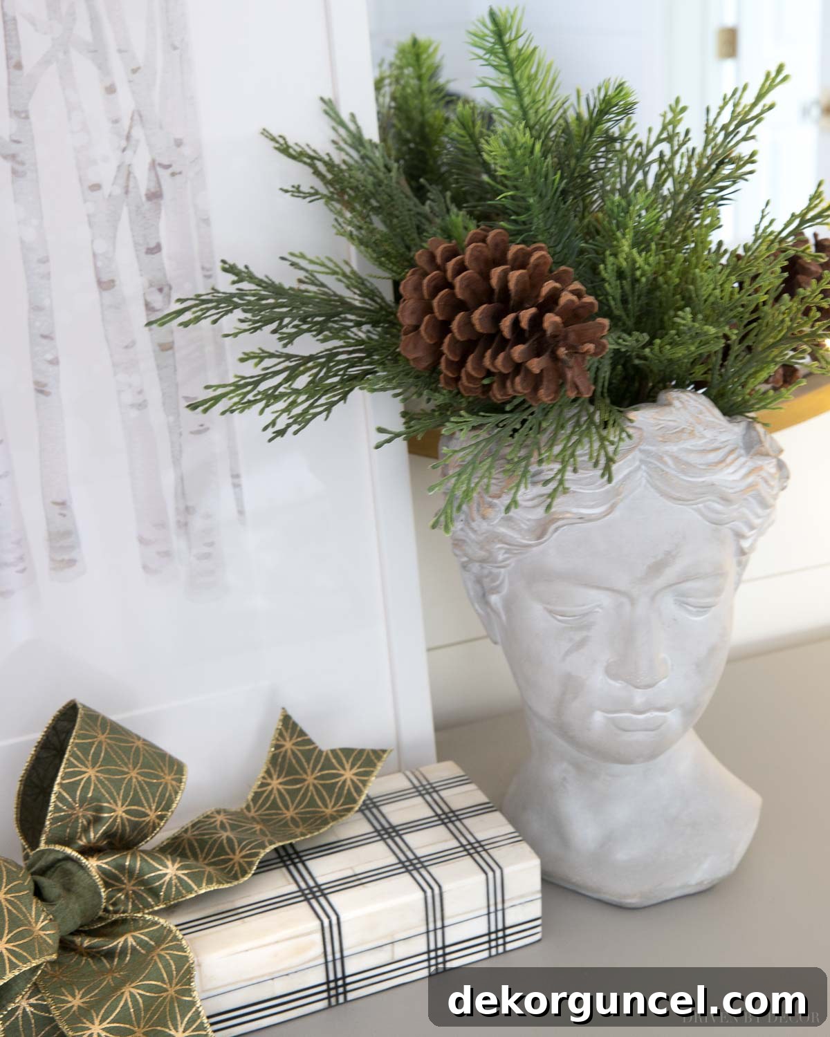 Adoring this versatile bust planter, which allows for effortless changes in her look to suit any season or holiday theme.