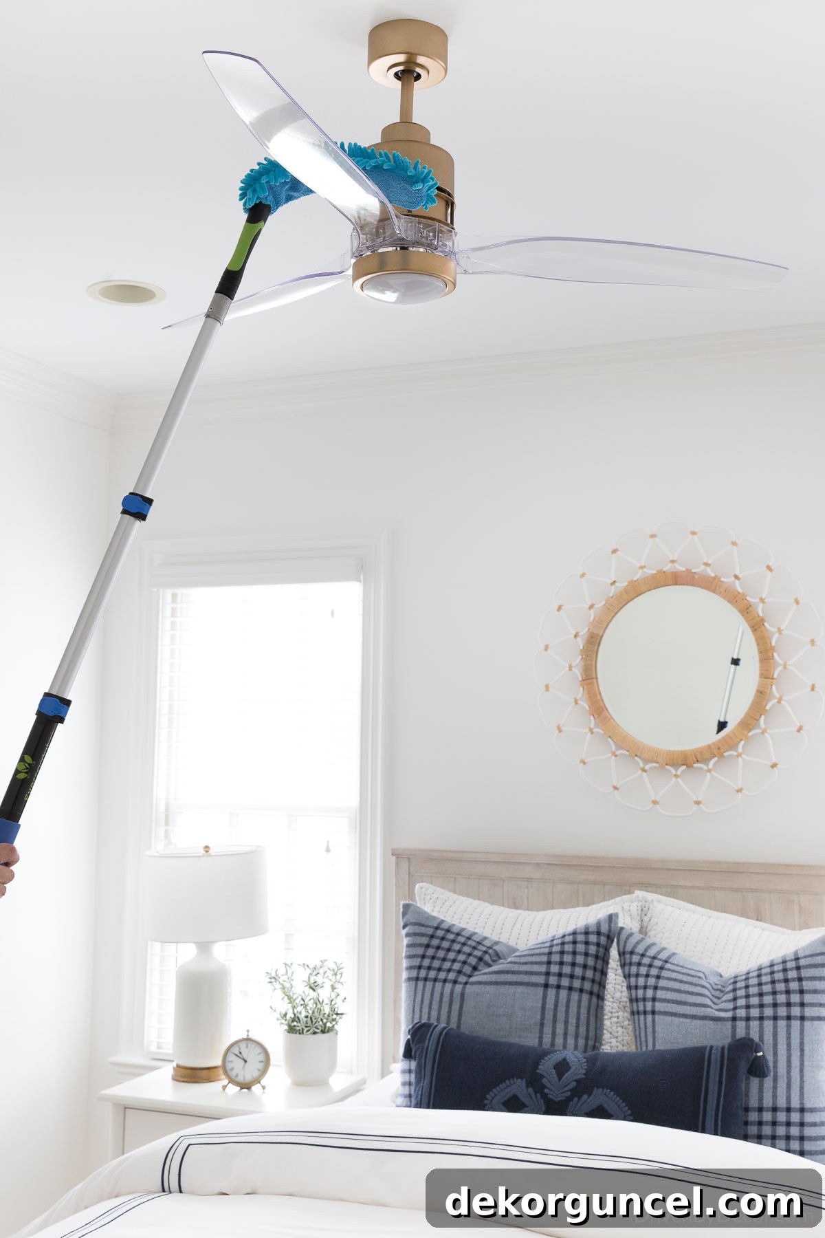 Favorite cleaning tool for fan blades - an extendable duster for efficient high-reach cleaning