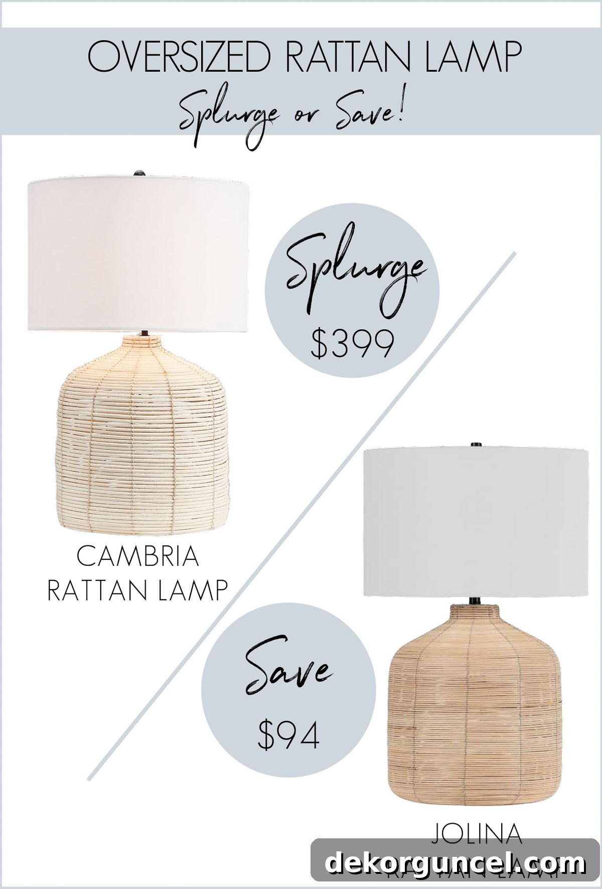 Pottery Barn Cambria rattan lamp look for less - a favorite cheap home decor find for smart styling!