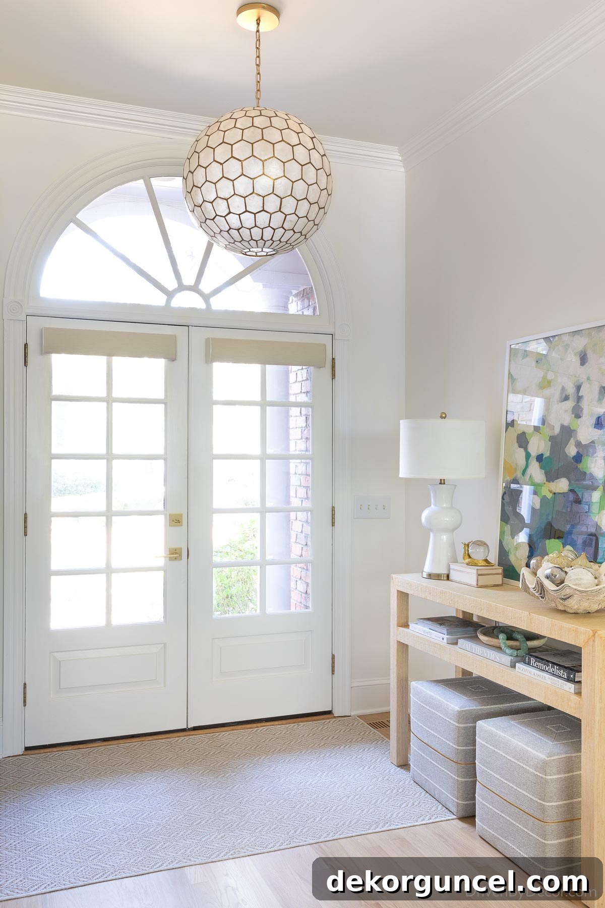 My new Serena Smart Roller Shades on our front doors, enhancing natural light and modern aesthetics