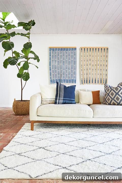 Washable rugs are a beloved 2021 design trend, exemplified by this stylish Moroccan Diamond plush rug from Ruggable, offering both beauty and practicality.