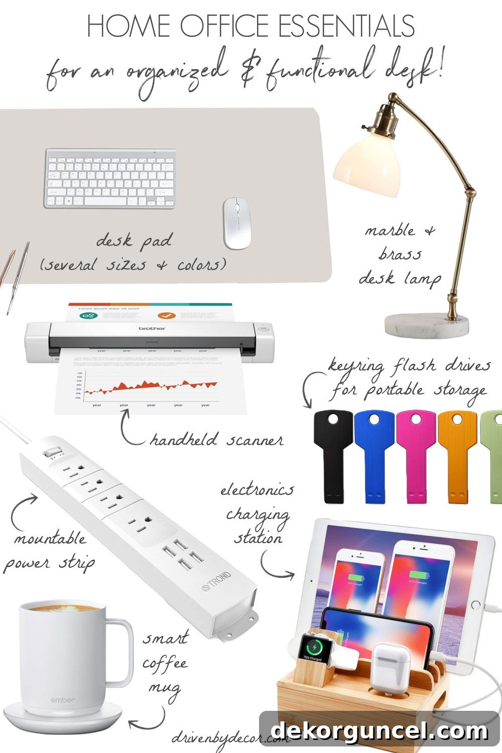 My favorite home office essentials designed to keep your desk organized and highly functional!