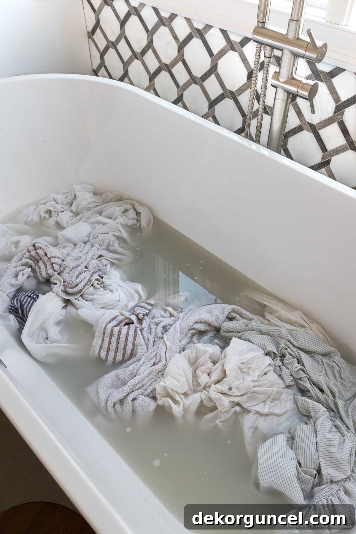 Three hours of soaking in the laundry strip recipe - wow! The water gets progressively dirtier.