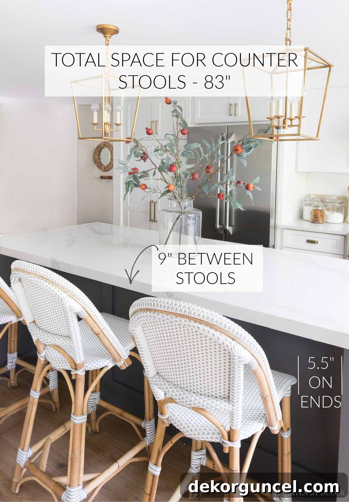 Choosing Kitchen Counter Stools Essential Tips And Favorite Selections 2 Helpful info on how much space to allow between your counter stools!