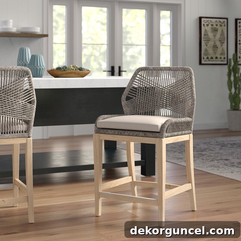 Choosing Kitchen Counter Stools Essential Tips And Favorite Selections 14 This counter stool has the most gorgeous loom design!