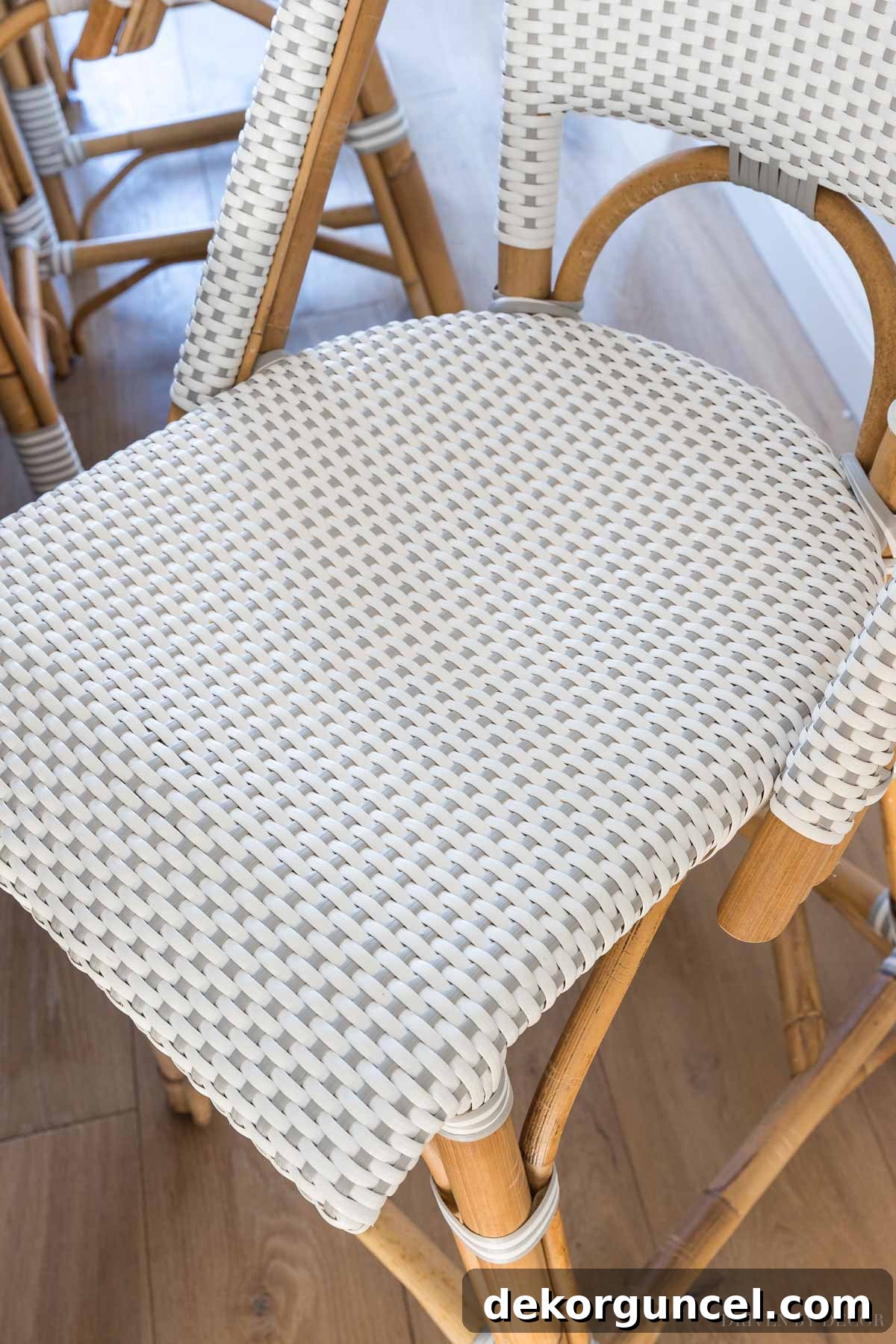 Choosing Kitchen Counter Stools Essential Tips And Favorite Selections 3 The seats of our counter stools - it's a plastic weave which makes them easy to clean and kid friendly!