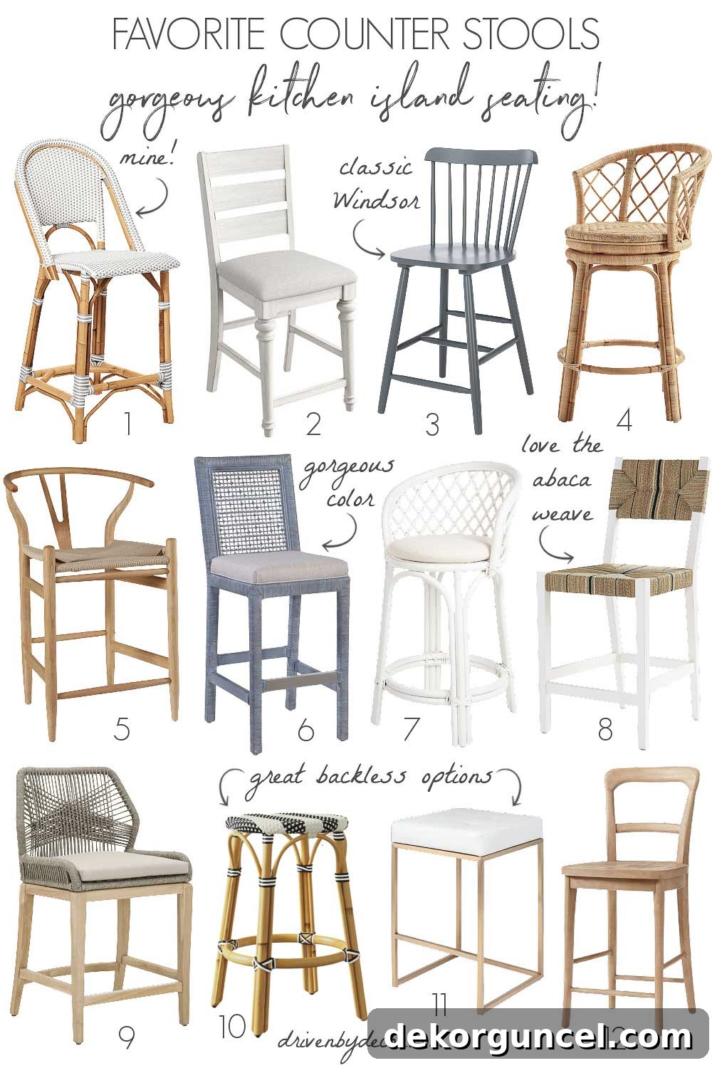 Choosing Kitchen Counter Stools Essential Tips And Favorite Selections 4 My favorite counter stools that would all make gorgeous additions to your kitchen island!