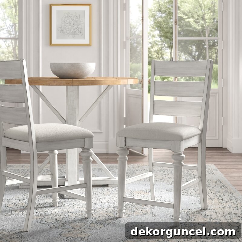 Choosing Kitchen Counter Stools Essential Tips And Favorite Selections 7 Gorgeous wood counter stools with an antique white finish - love the design of the legs!